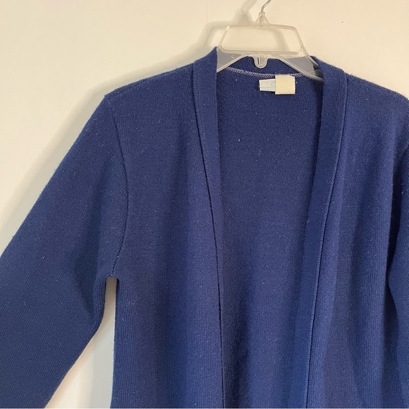 Vintage Sears Navy Blue Open Front Sweater Cardigan with Pockets - Picture 8 of 11